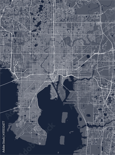 map of the city of Tampa, Florida, USA