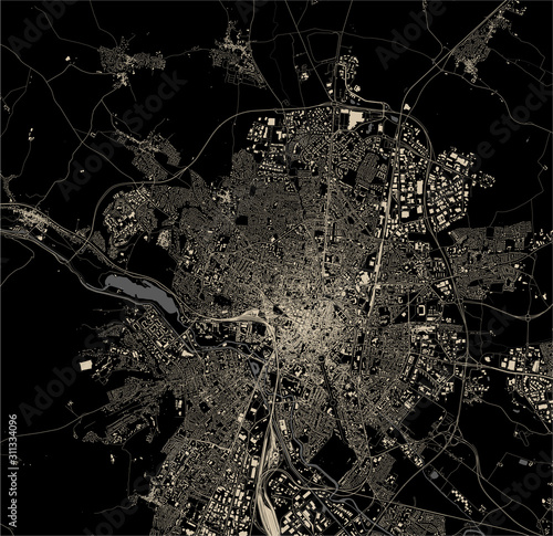 map of the city of Dijon, Cote-dOr, Bourgogne-Franche-Comte, France