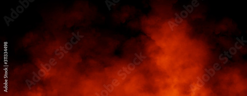Panoramic view misty fire smoke background. Abstract texture overlays for copyspace. Stock illustration. photo