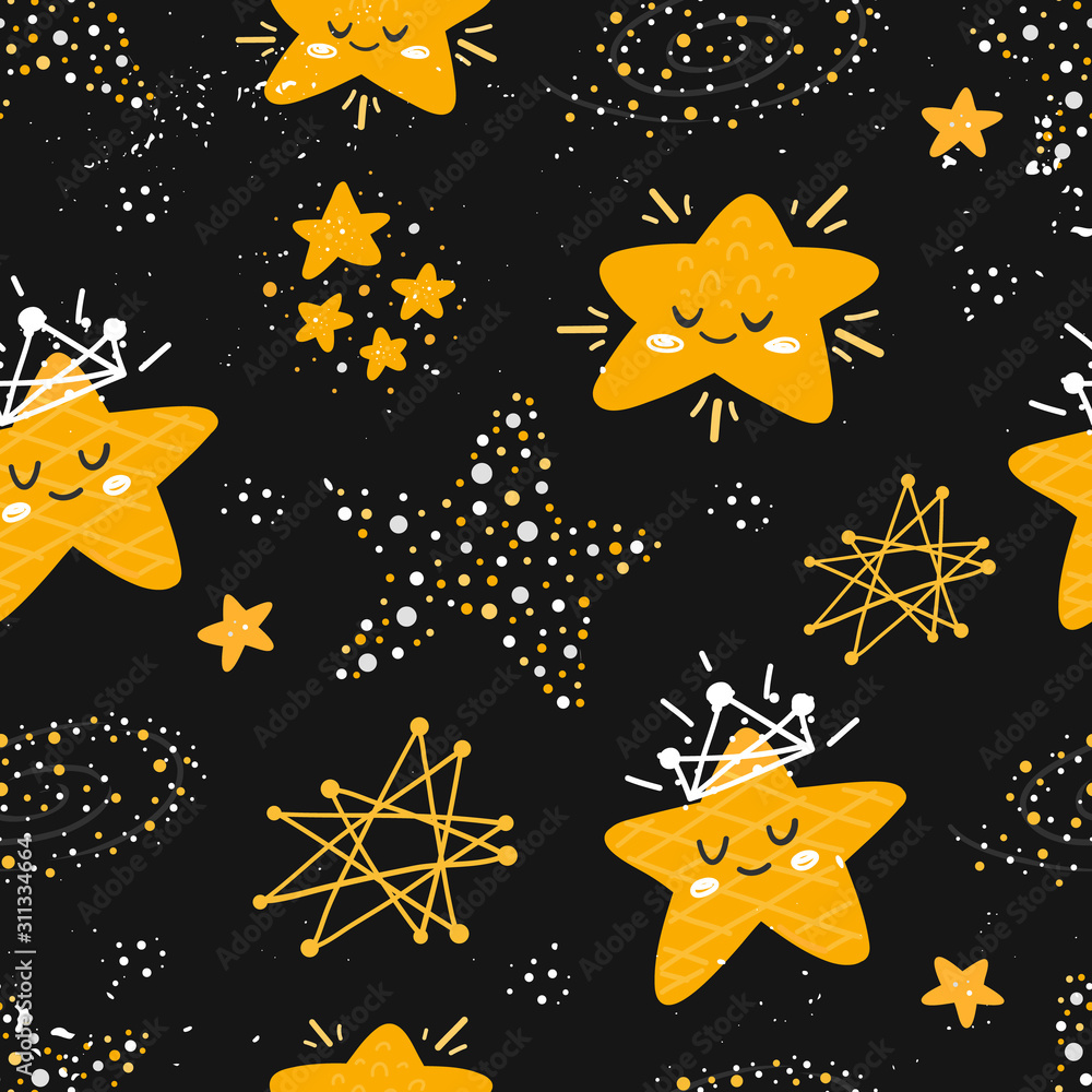 Vector seamless patterns with cute cartoon characters Vector seamless patterns with cute cartoon characters