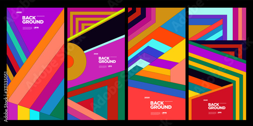 Cover and Poster Design Template for Magazine. Trendy Abstract Colorful Geometric and Curve Vector Illustration Collage with Typography for Cover, book, social media story, and Page Layout Design.