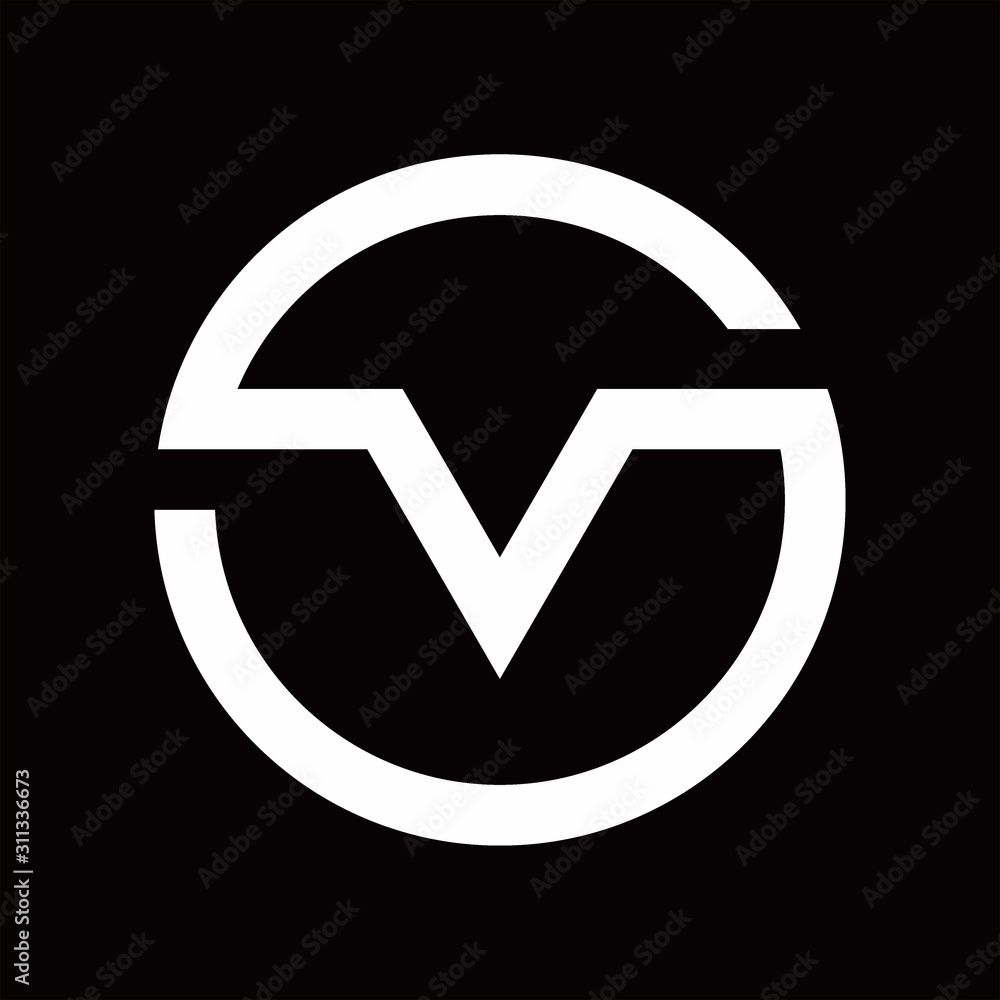 V logo with circle line design template Stock Vector | Adobe Stock
