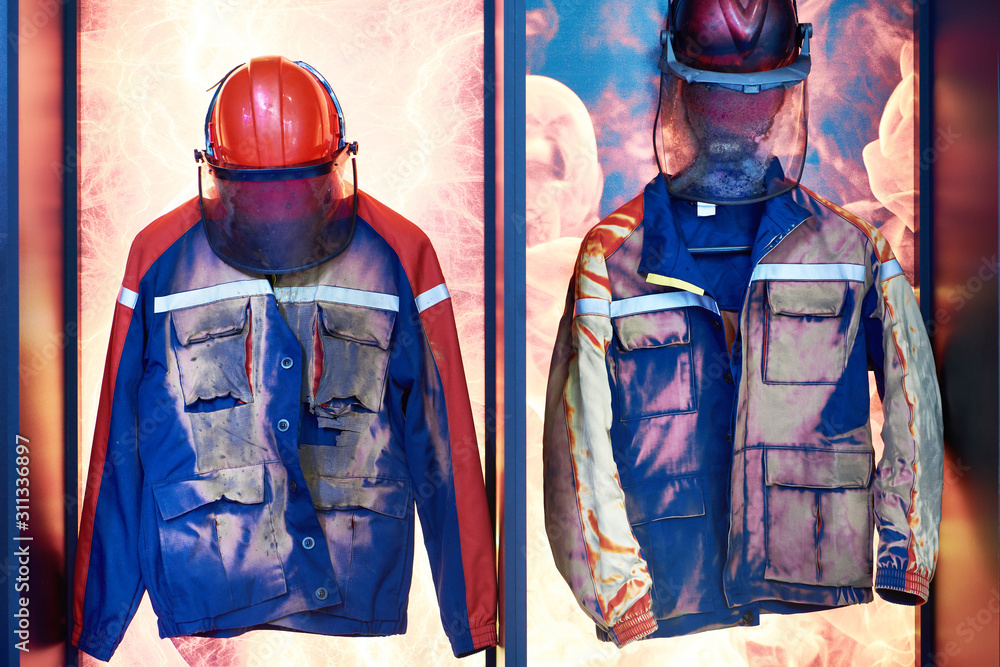 Working jacket after exposure to flame Working jacket after exposure to flame