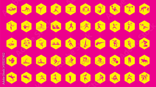 Summer Olympic sport icons set design.