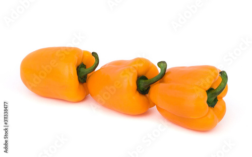 Yellows peppers on a white background