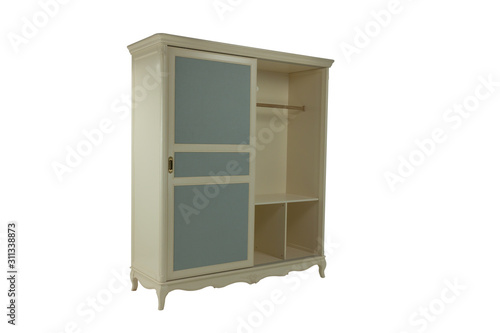 beige wardrobe with two doors on a white background © Ahilfoto