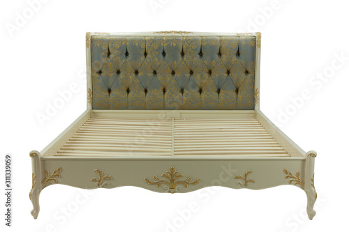 large wooden bed on a white background