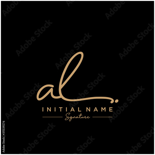 Letter AL Signature Logo Template Vector