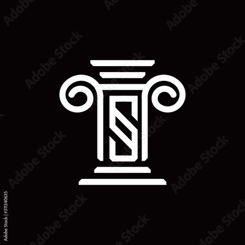S monogram logo with pillar style design template