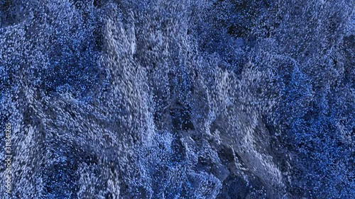 abstract intensive motion of many little blue particles. abstract motion design backdrop. moving balls that represent smoke or fluid dynamic. loop video. 4k resolution.