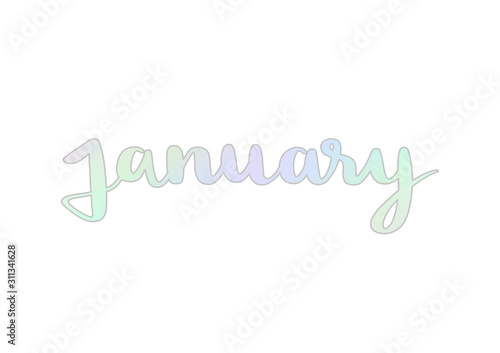 January hand lettering with pastel colors