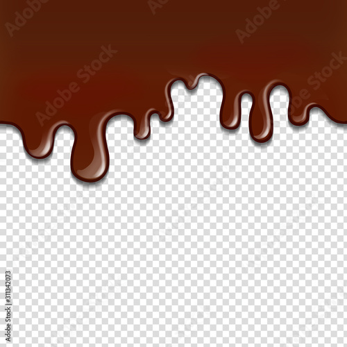 Melted chocolate dripping. Cacao drip element