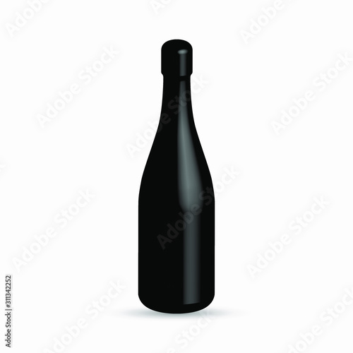 Vector illustration of Vine Bottle isolated on White background, 3D Rendering