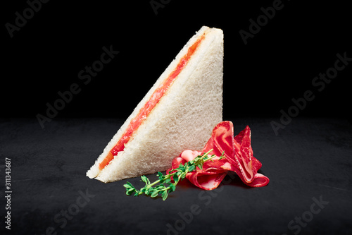 Sandwich tramezzini with bresaola