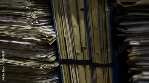 Close up of a documents in the archive.