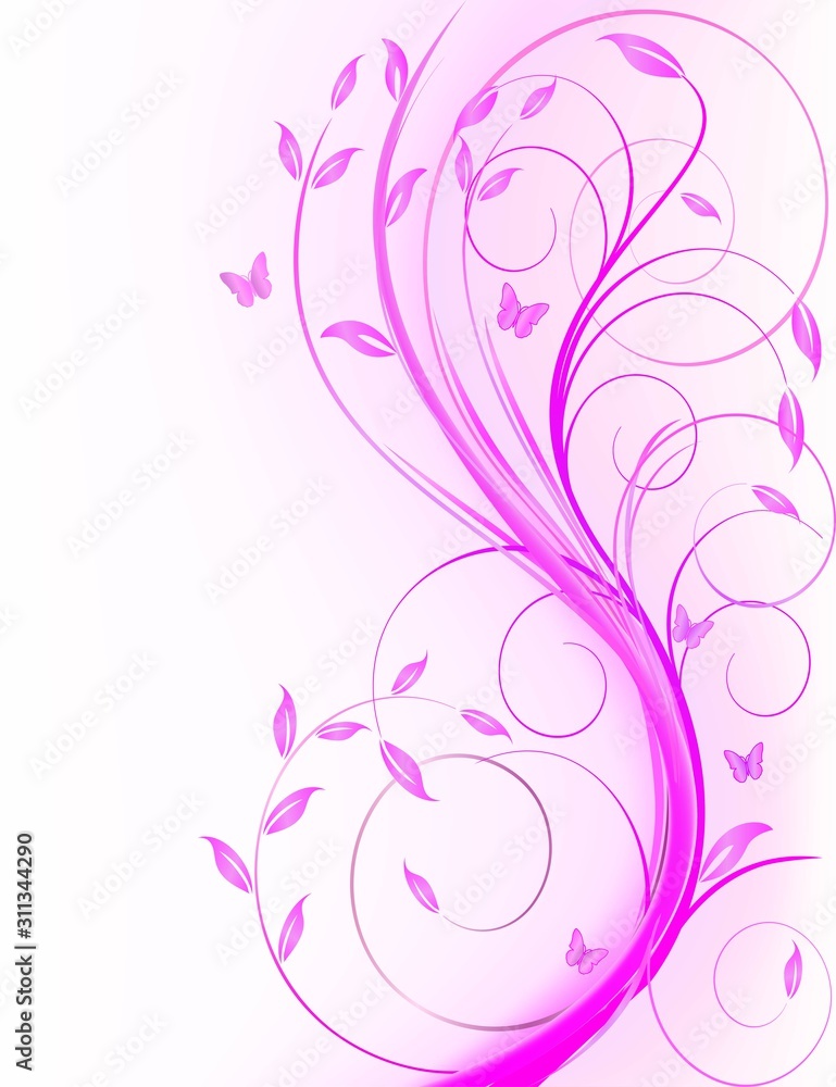 Abstract vector background illustration art design pink purple curve	