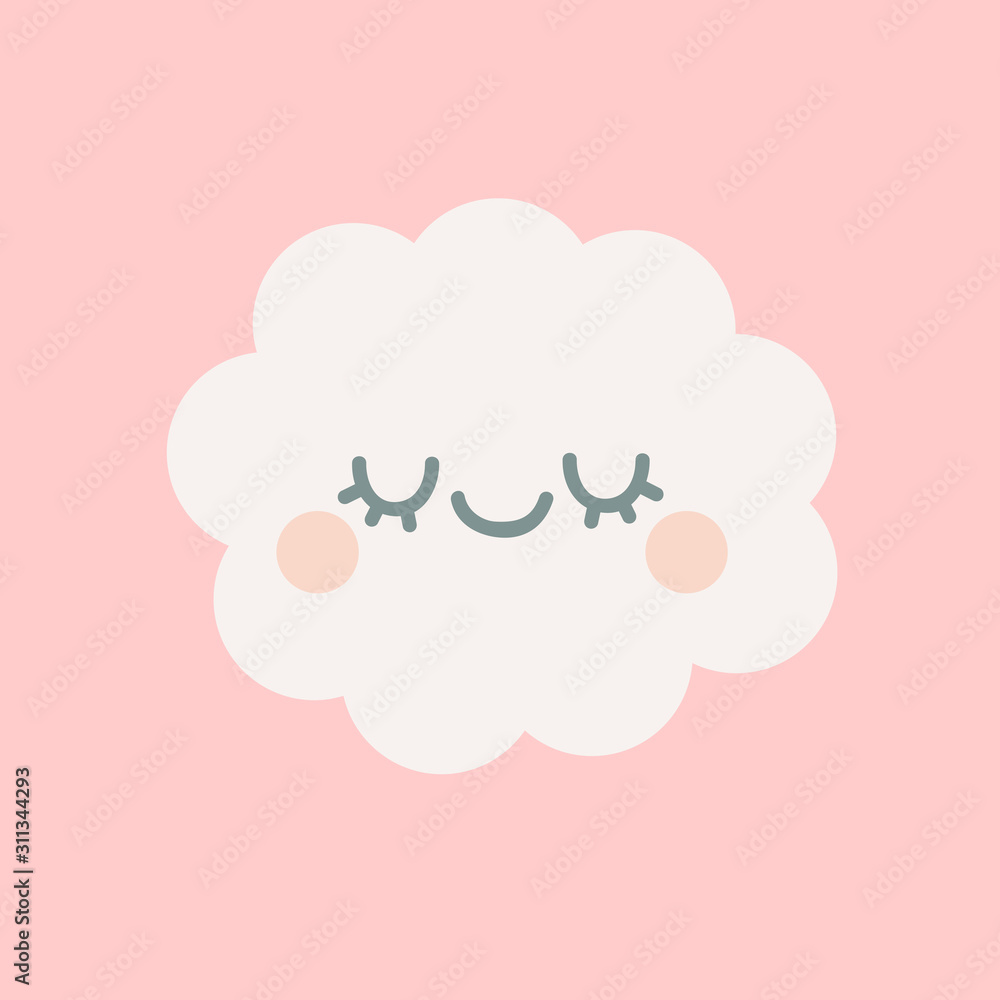 Cute cloud with closed eyes Cute cloud with closed eyes