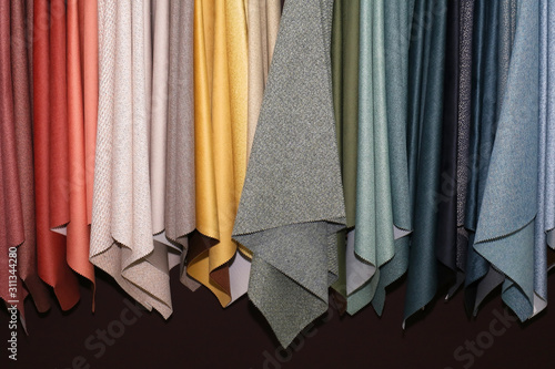 Colorful textile materials samples photo
