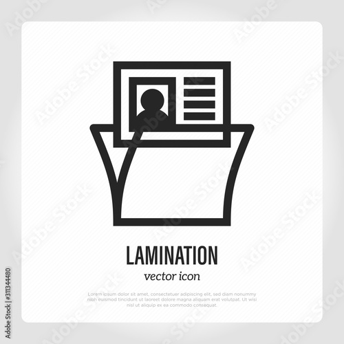 Lamination thin line icon. Typography equipment. Vector illustration.
