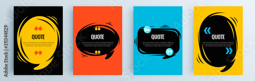 Quote frames blank templates set. Text in brackets, citation empty speech bubbles, quote bubbles. Textbox isolated on color background. Vector illustration.