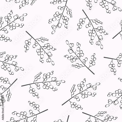 Vector seamless pattern outline sea buckthorn berries