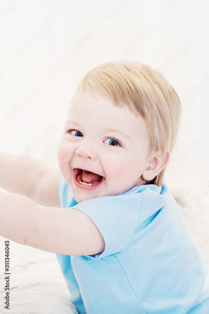 happy funny baby on white background happy funny baby on white background