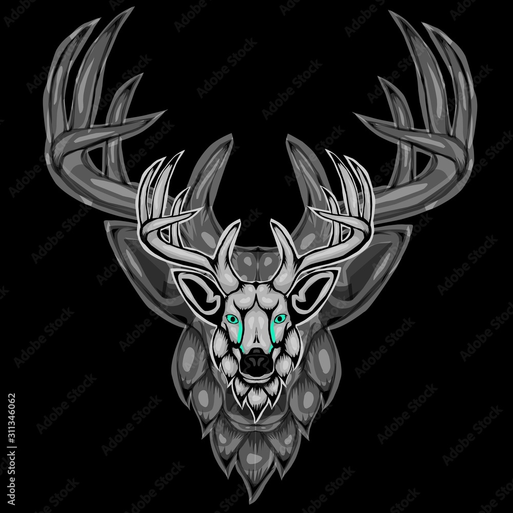 Deer with horns. Deer with horns.