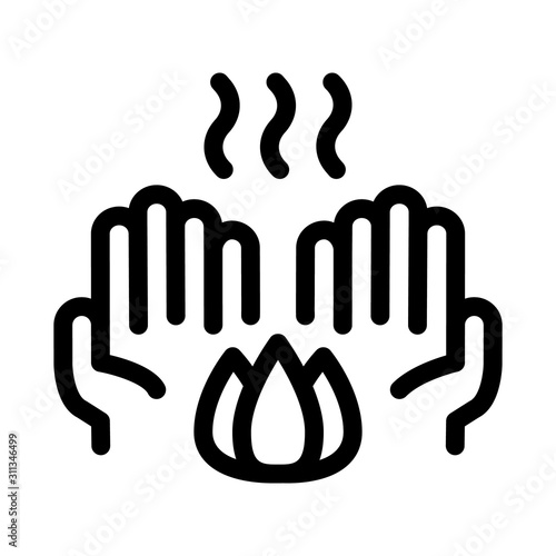 Hands Fragrant Flower Icon Vector. Outline Hands Fragrant Flower Sign. Isolated Contour Symbol Illustration
