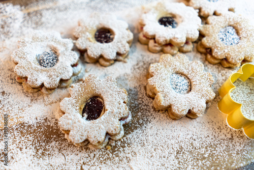 Homemade cookies with icing sugar