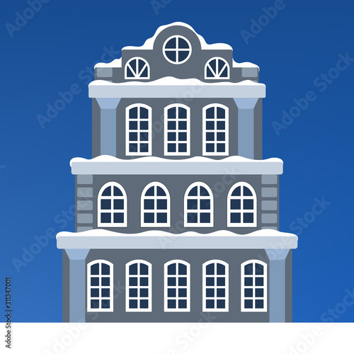Winter town vector illustration