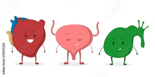 Internal human organ with funny faces set