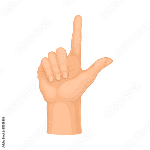 Detailed Hand Making Attention Gesture Isolated on White Background Vector Element