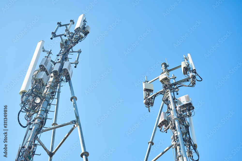 4G and 5G cellular Base Station  Base Transceiver Station. Telecommunication tower.,communication technology,wireless  technology