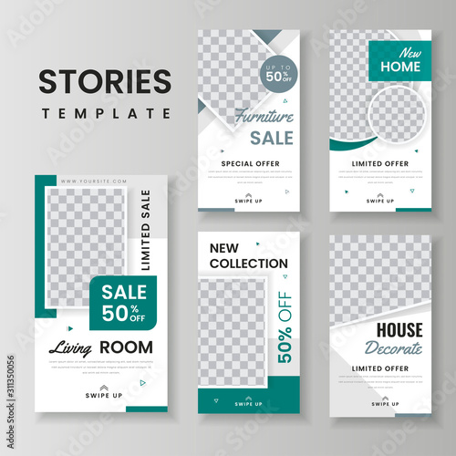 Furniture sale for social media stories template. Social media template vector illustration. Promotion banner template