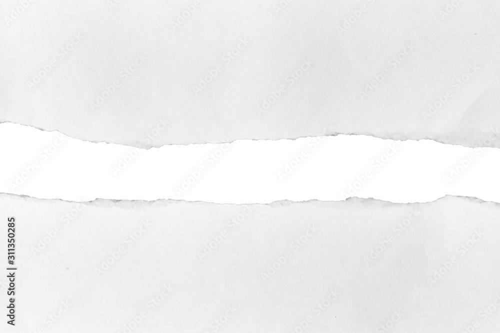 White paper tear, isolated on white background White paper tear, isolated on white background