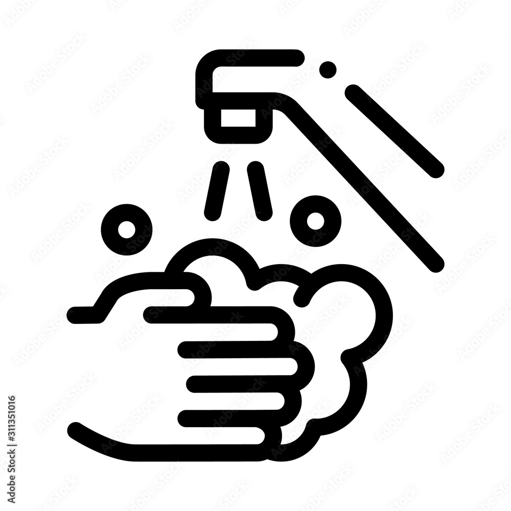 Hands Wash Water Faucet Icon Vector. Outline Hands Wash Water Faucet Sign. Isolated Contour Symbol Illustration Hands Wash Water Faucet Icon Vector. Outline Hands Wash Water Faucet Sign. Isolated Contour Symbol Illustration
