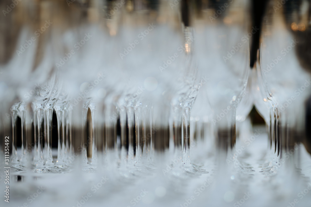 empty glasses at the buffet empty glasses at the buffet