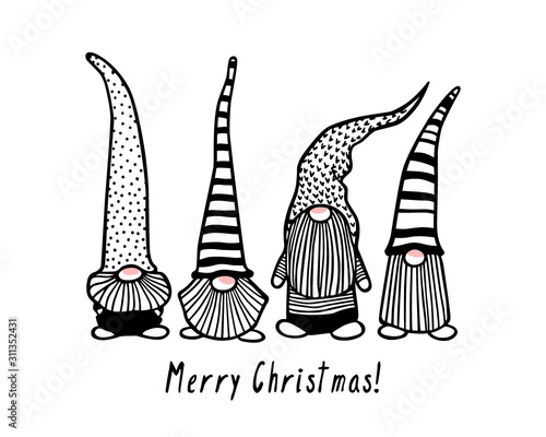 Hand drawn Christmas gnomes