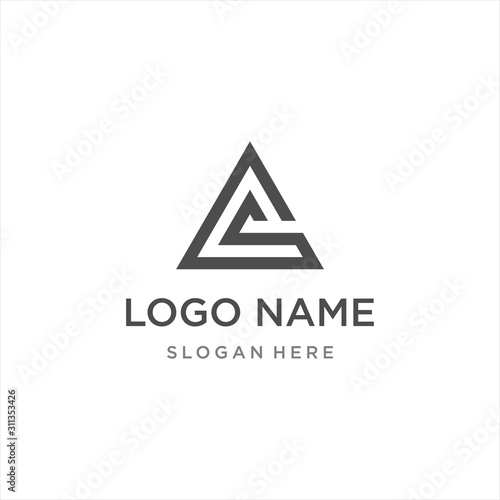 business corporate triangle logo design, mountain peak vector simple