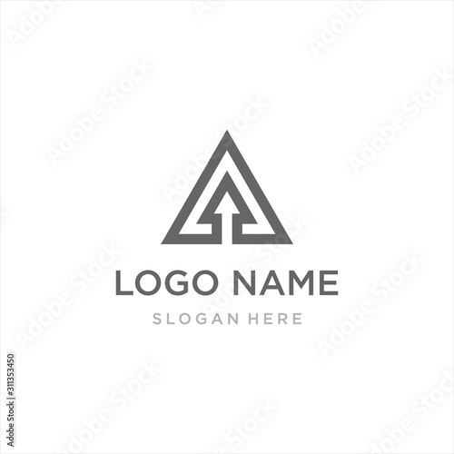 business corporate triangle logo design, mountain peak vector simple