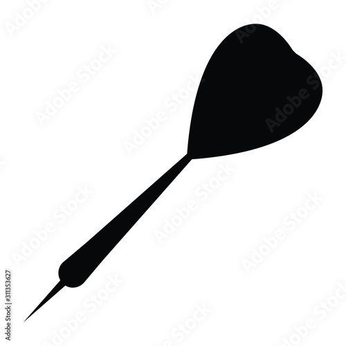 A black and white silhouette of a dart