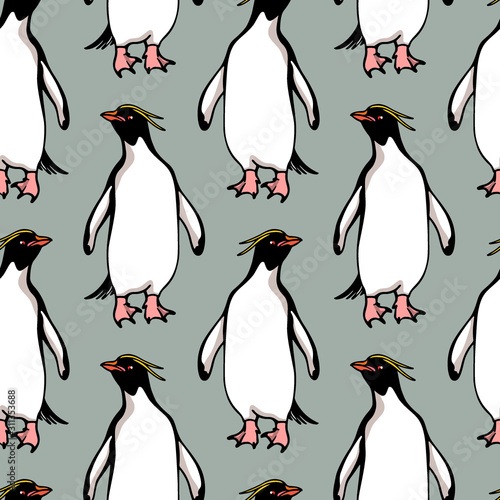 Hand drawn penguin pattern