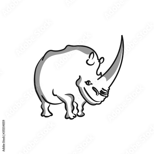 Graphical of rhinos isolated on white background vector illustration