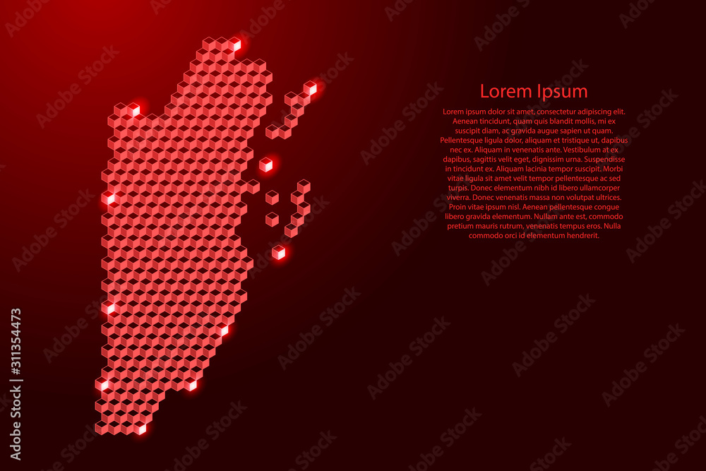 Belize map from 3D red cubes isometric abstract concept, square pattern, angular geometric shape, for banner, poster. Vector illustration. Belize map from 3D red cubes isometric abstract concept, square pattern, angular geometric shape, for banner, poster. Vector illustration.