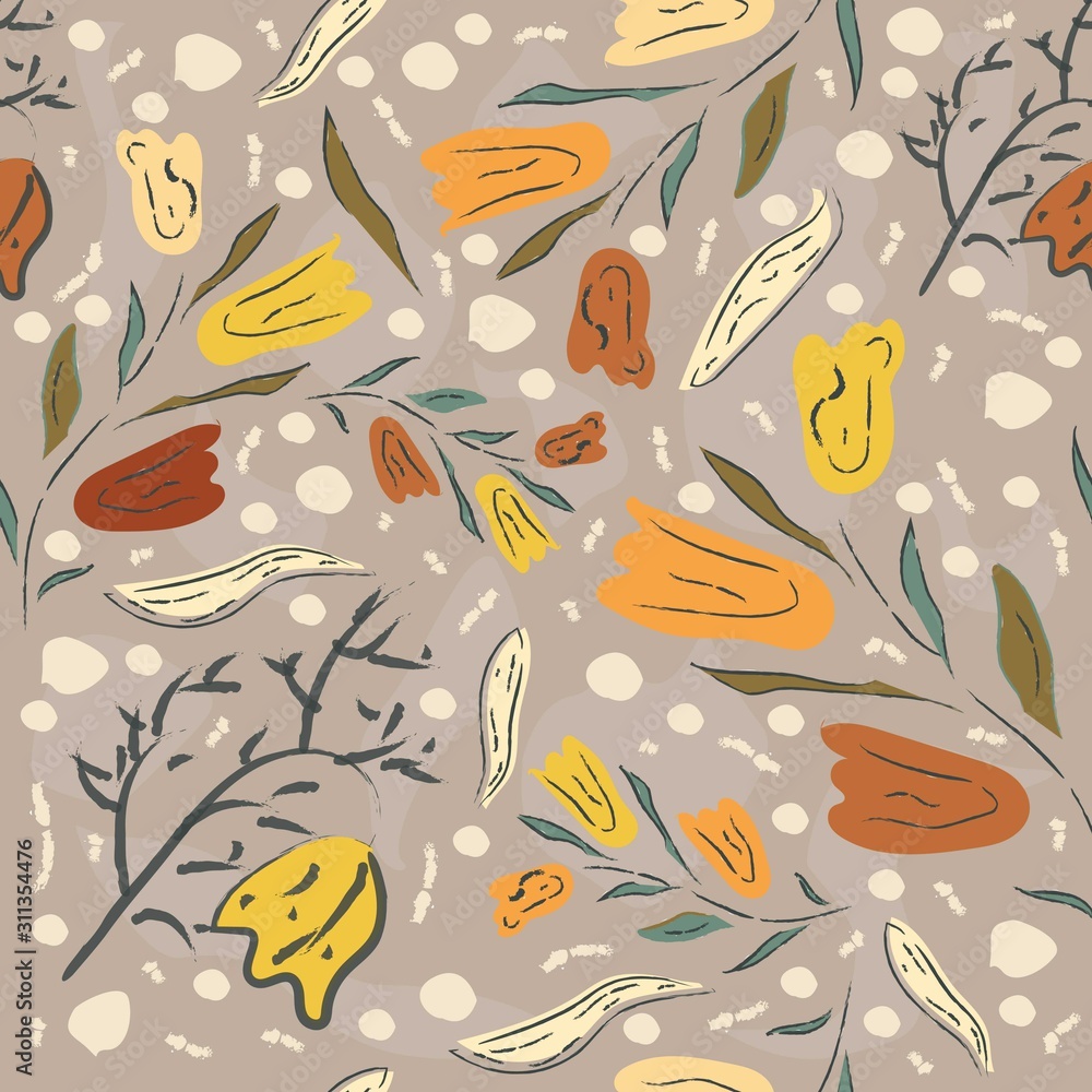 Floral Seamless Pattern. Hand Drawn. Floral Seamless Pattern. Hand Drawn.