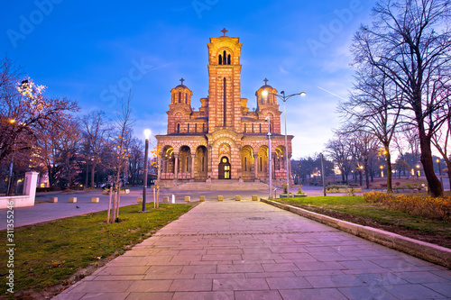 Church of Saint Mark in Belgrade dawn view