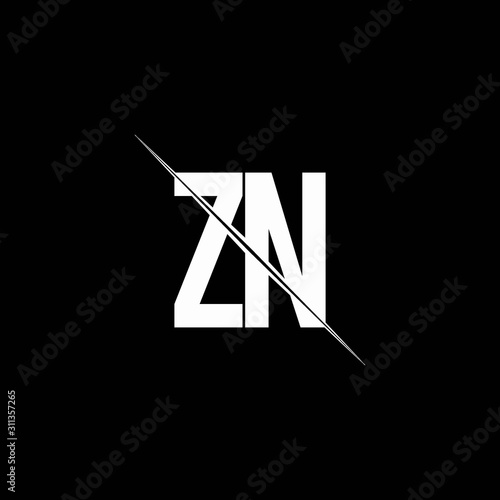 ZN logo monogram with slash style design template