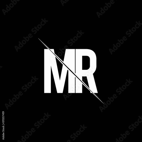 MR logo monogram with slash style design template
