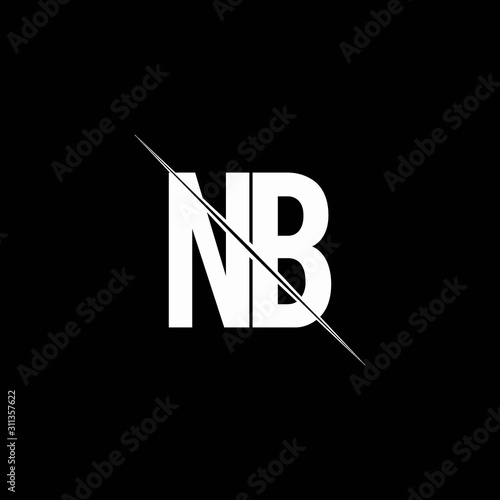 NB logo monogram with slash style design template