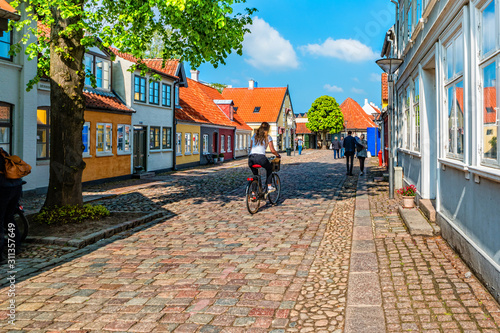Cuadro en lienzo Colored traditional houses in old town of Odense, Denmark